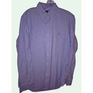 Polo Ralph Lauren Mens Classic Fit Blue Oxford Button-Down Shirt M